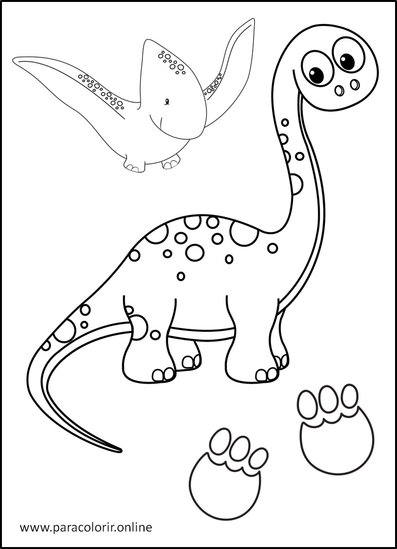 desenho de colorir para crianças, dinossauro em uma selva, de fr