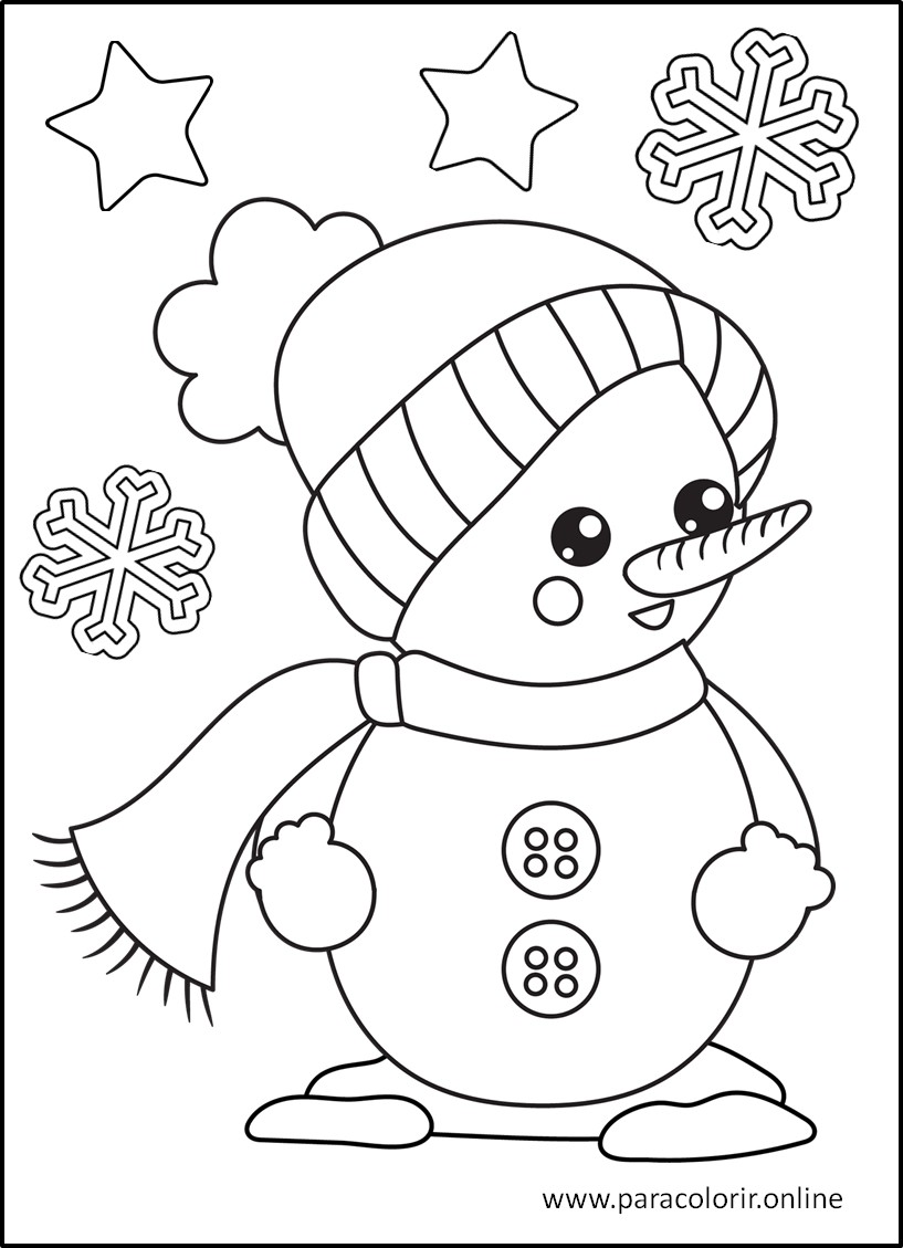 Desenhos de Natal para colorir e coloridos para imprimir  Snowman coloring  pages, Printable christmas coloring pages, Coloring pages winter