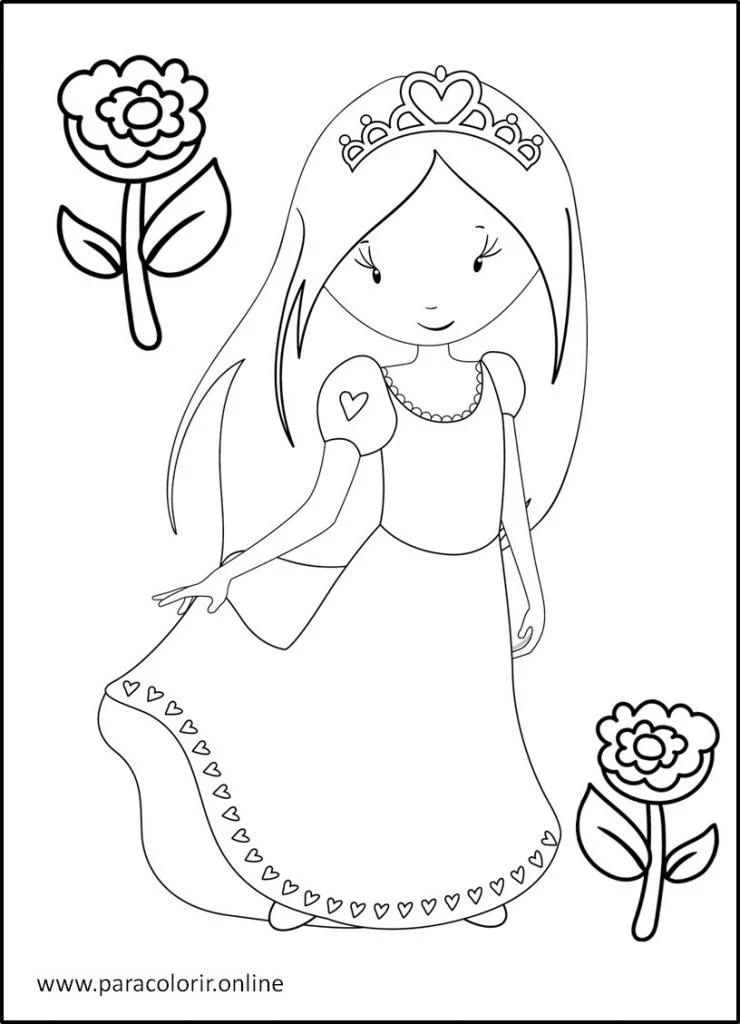 Desenhos para colorir, desenhar e pintar : Desenhos para colorir, menina  princesa