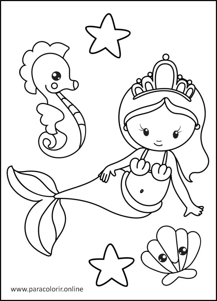 Desenho de Sereia Para Colorir Para Colorir